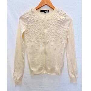 LOVE MOSCHINO | Floral Embellished Cream Full Zip Cardigan US 4